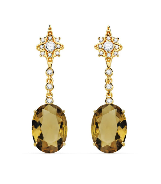 Pendientes Oro Amarillo 18K Piedra Fumé